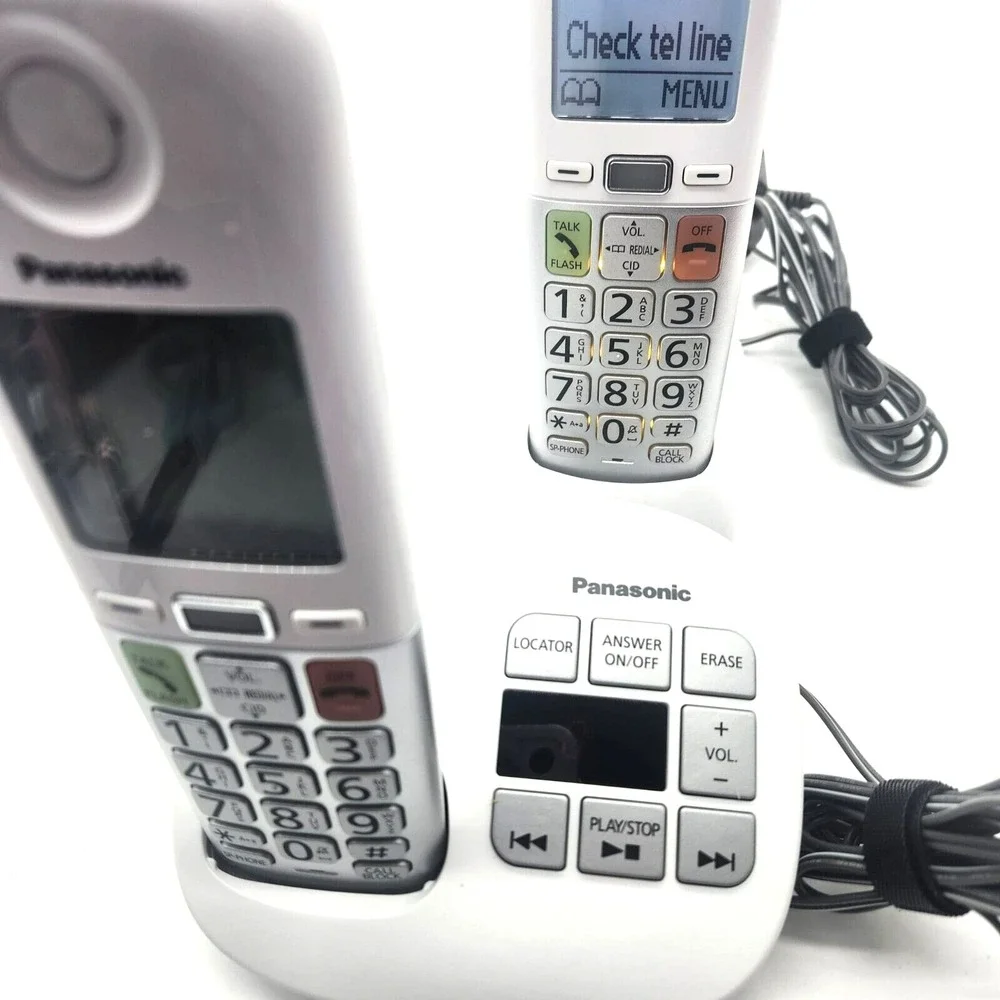 Panasonic Cordless 2 Phone  Large Display & Big Buttons Caller ID‎ KX-TGU432W